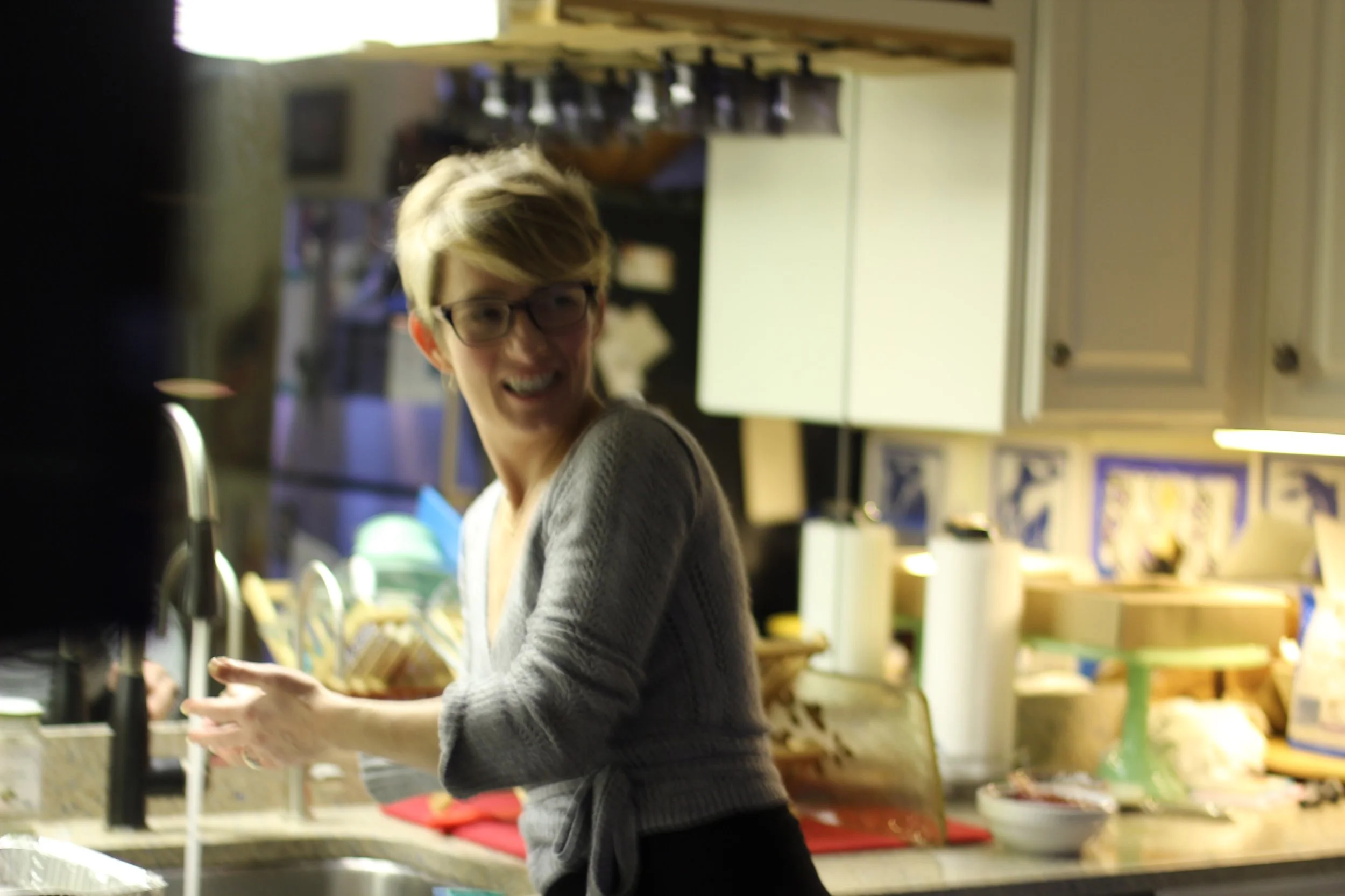 Even when you cater, there's still a lot of cleaning up to do!