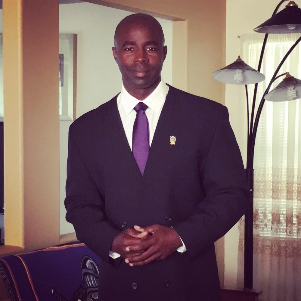 Coach Milo trying to look dapper at an Omega Psi Phi convention.
