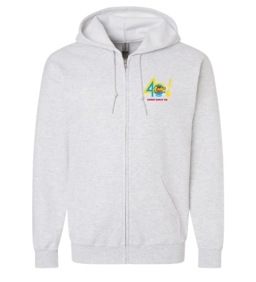Andys Frozen Custard 40th Anniversary Zip Hoodie Front