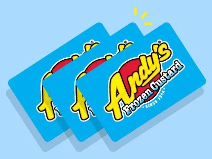 three Andy's Frozen Custard gift cards