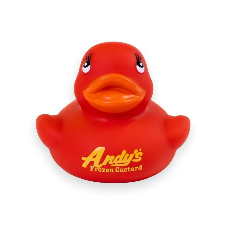 Andy's Frozen Custard Red Rubber Duck Front