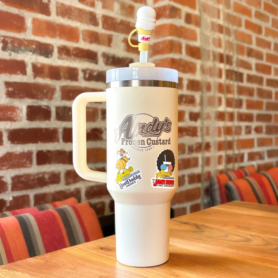 Andys Frozen Custard Decal Stickers on back of Stanley