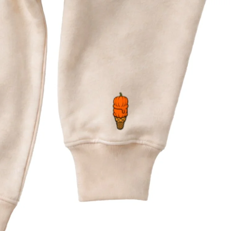 andys frozen custard pumpkin mockneck sweatshirt sleeve patch