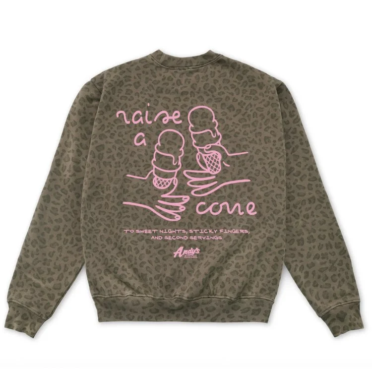 andys frozen custard cheers vintage leopard sweatshirt back