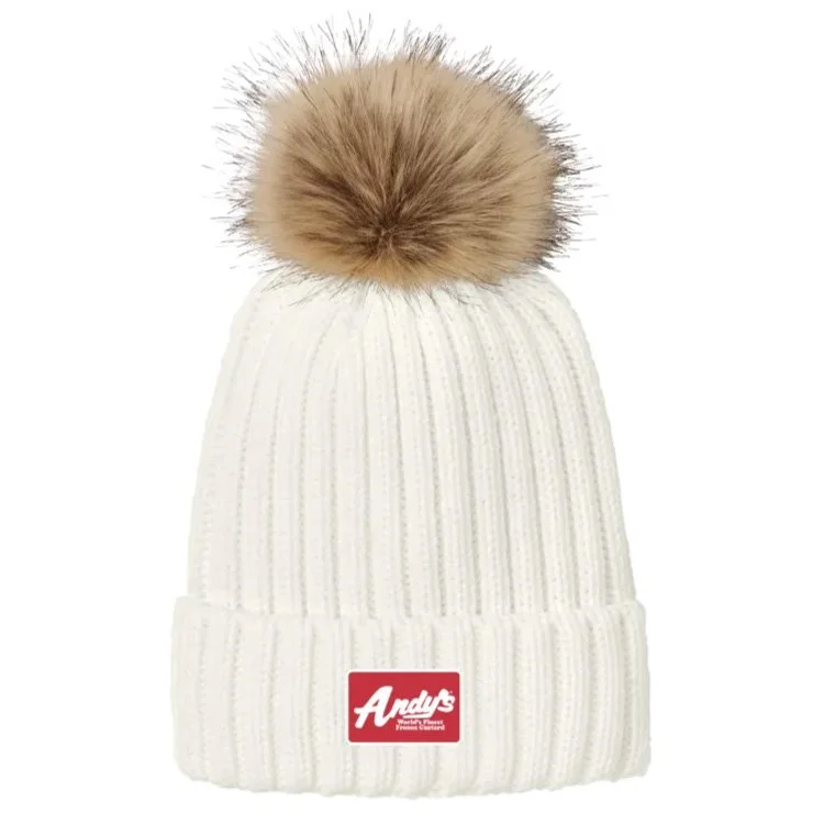 andys frozen custard cream pom pom beanie