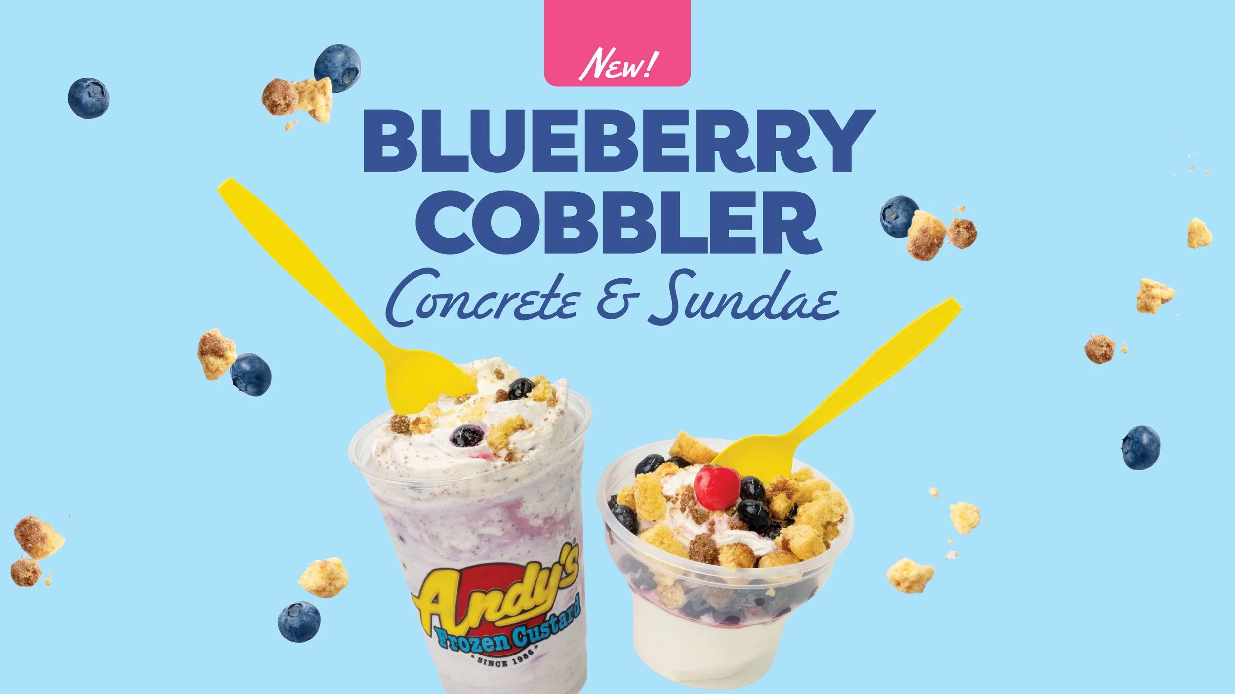 blueberry cobbler concrete and sundae