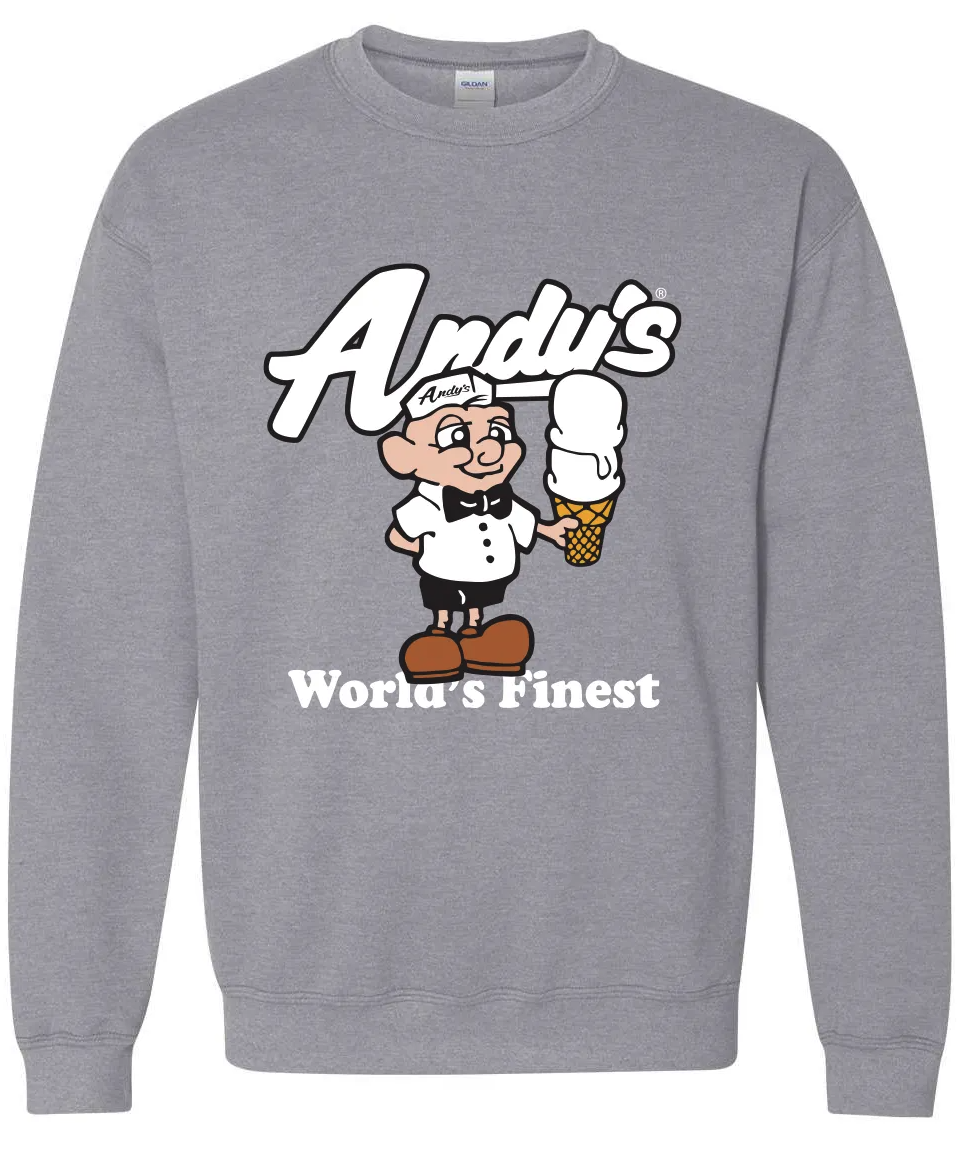 andys hugh grey crew sweatshirt