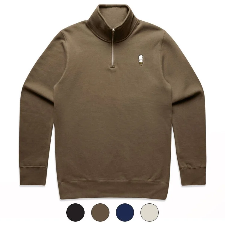 Andys Frozen Custard Cone Quarter Zip Pullover Brown