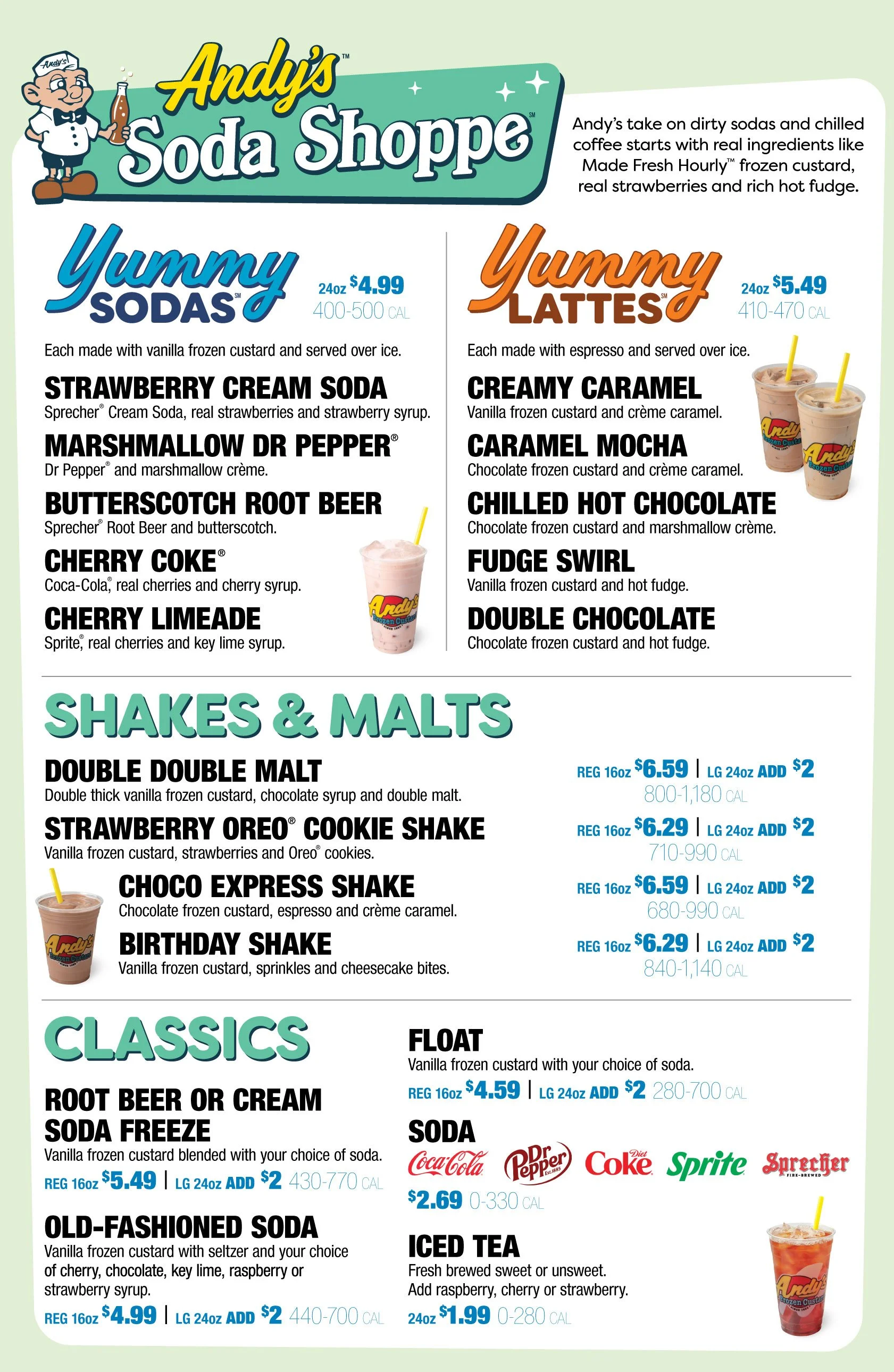 Andy's Soda Shoppe Menu