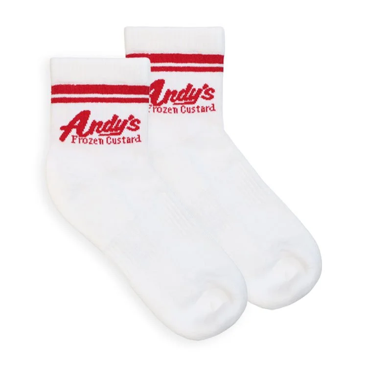 Andy’s Frozen Custard White Athletic Crew Socks