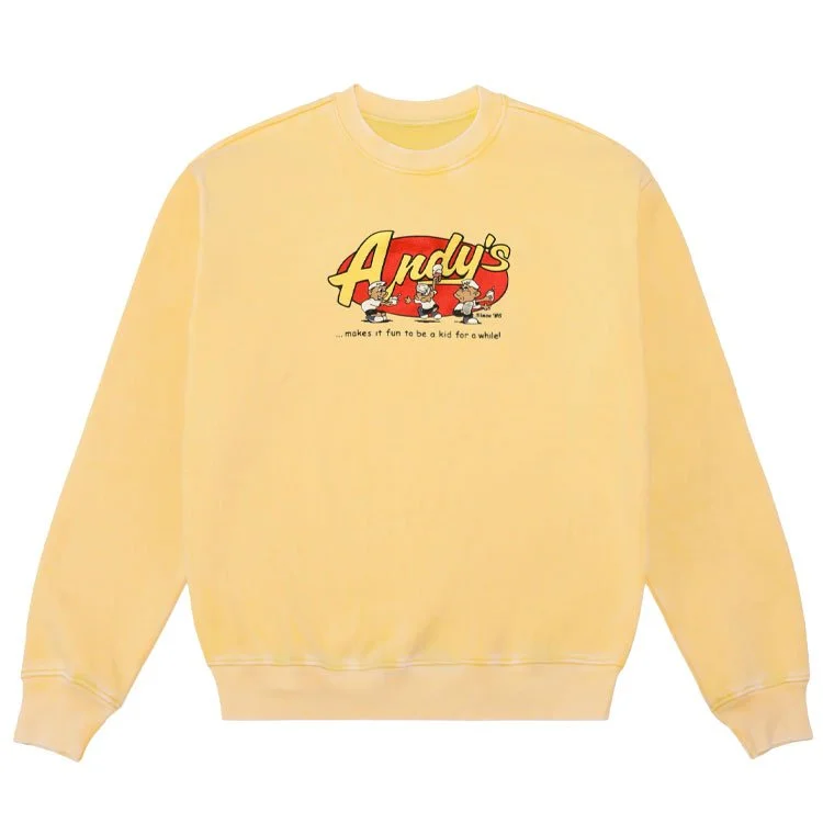 Andys Frozen Custard Dancing Hugh Yellow Sweatshirt