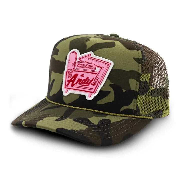 Andys Frozen Custard Sign Patch Camo Trucker Hat