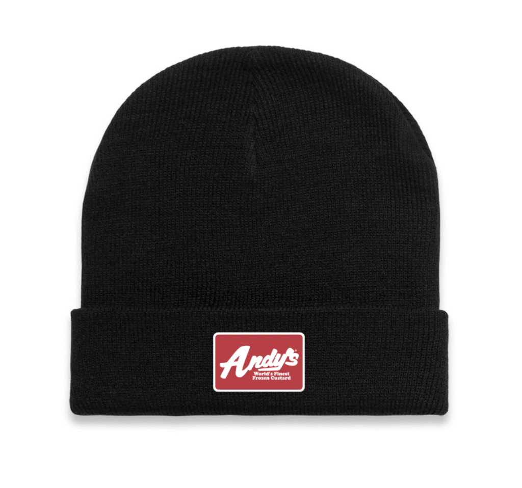 andys frozen custard black cuffed beanie
