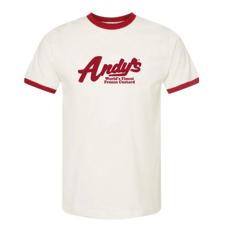 Andys Frozen Custard Script Logo Ringer T-Shirt Front