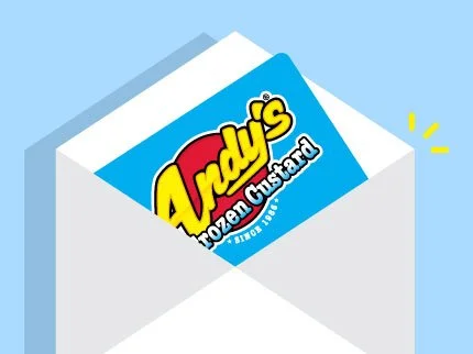 Andy's Frozen Custard gift card in envelope