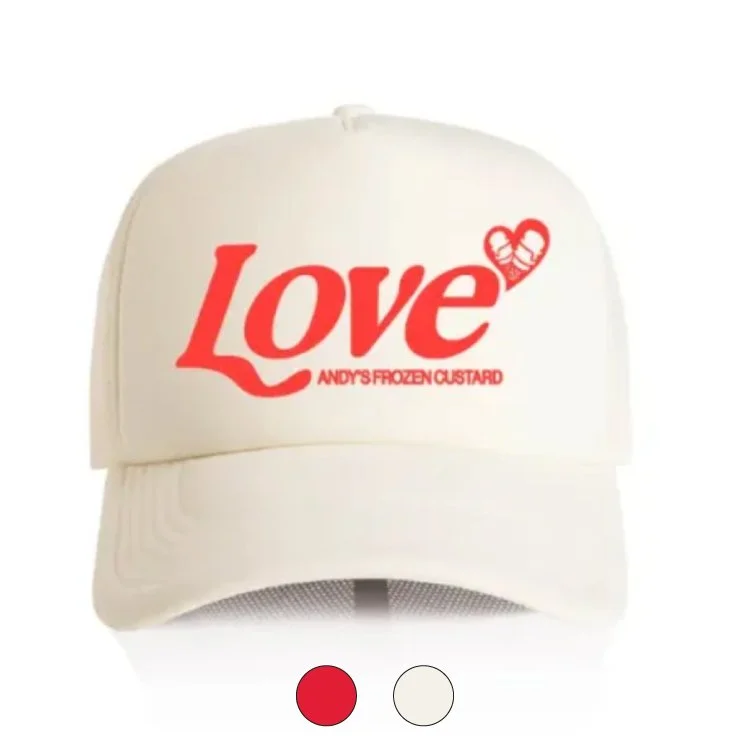 andys frozen custard love trucker hat ecru
