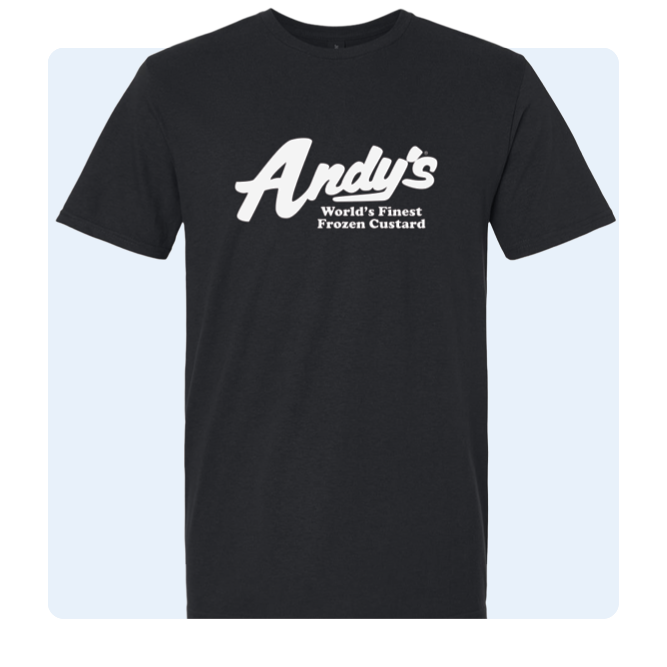 Andy's black script logo tshirt