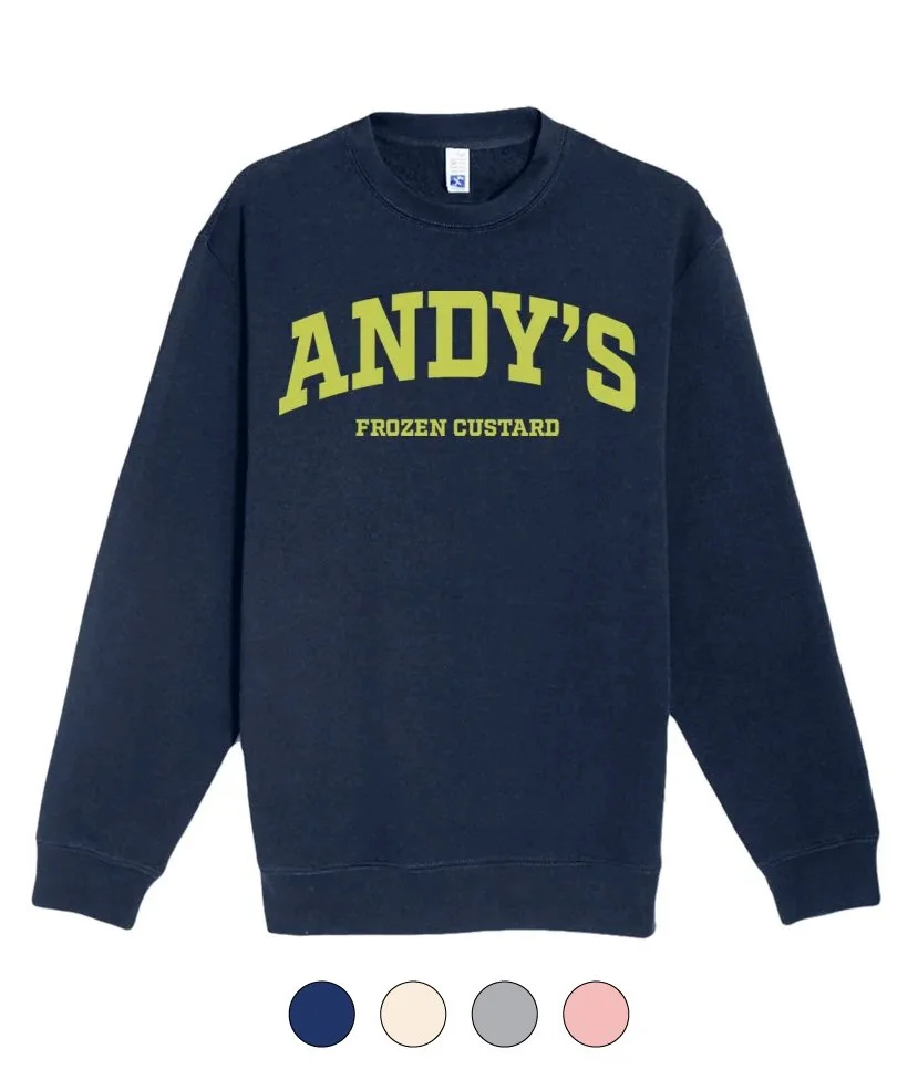 Andys Frozen Custard Block Letters Crew Sweatshirt