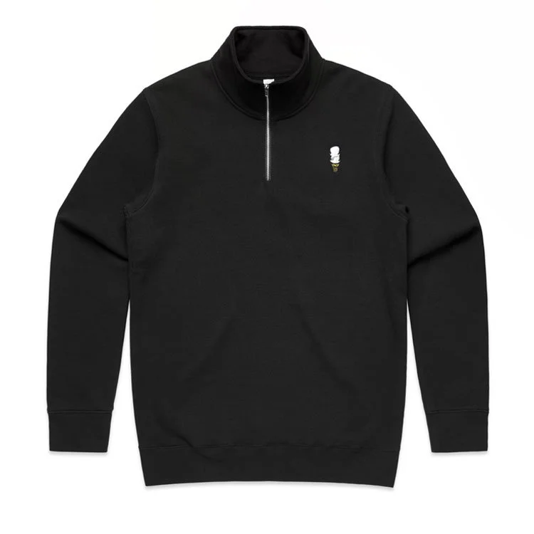 Andys Frozen Custard Cone Quarter Zip Pullover Black
