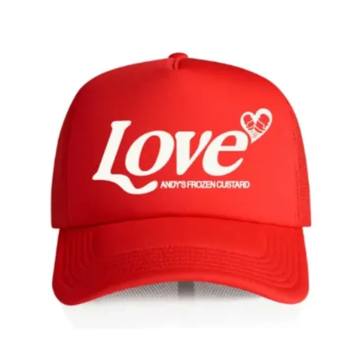andys frozen custard love trucker hat red