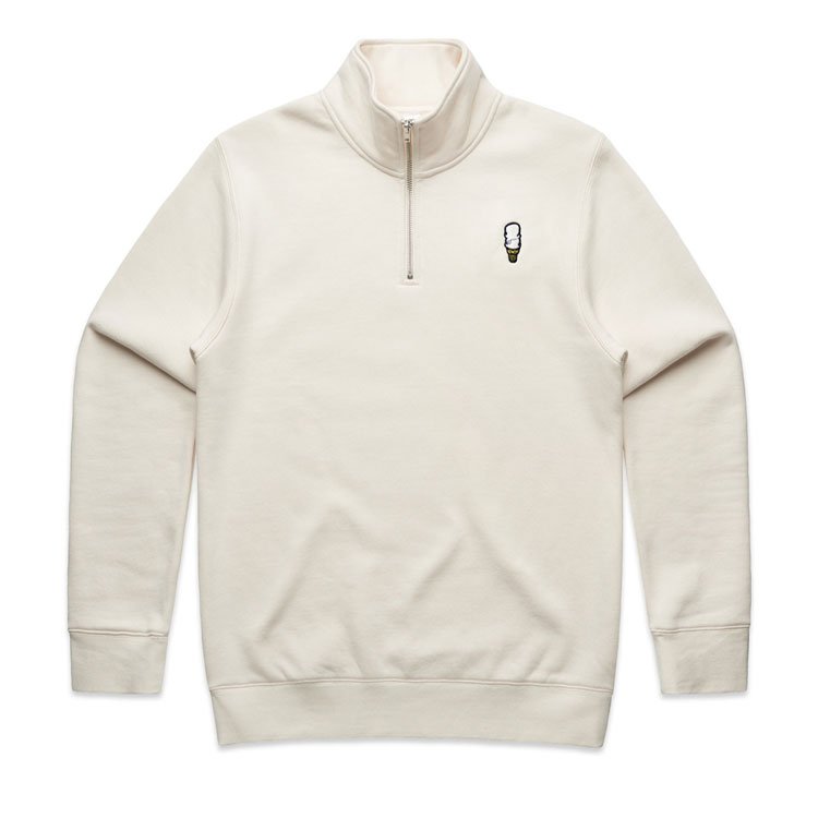 Andys Frozen Custard Cone Quarter Zip Pullover Cream