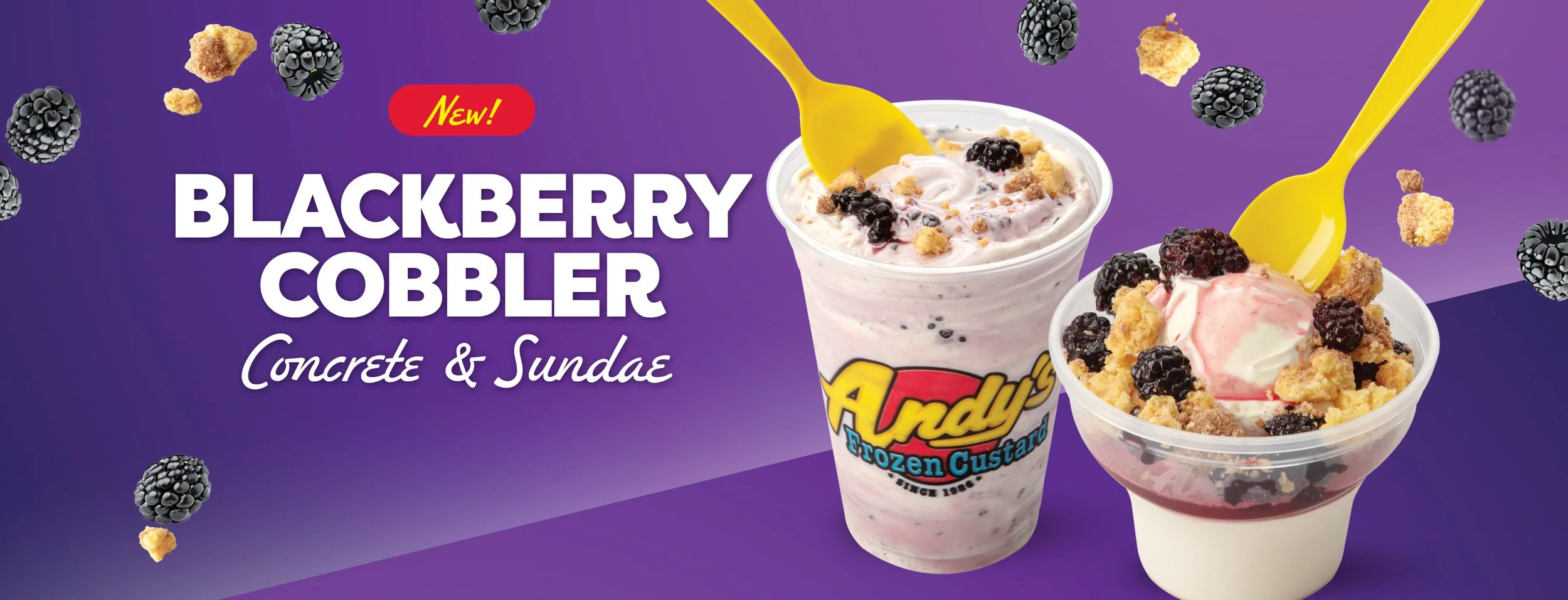 new blackberry cobbler concrete and sundae
