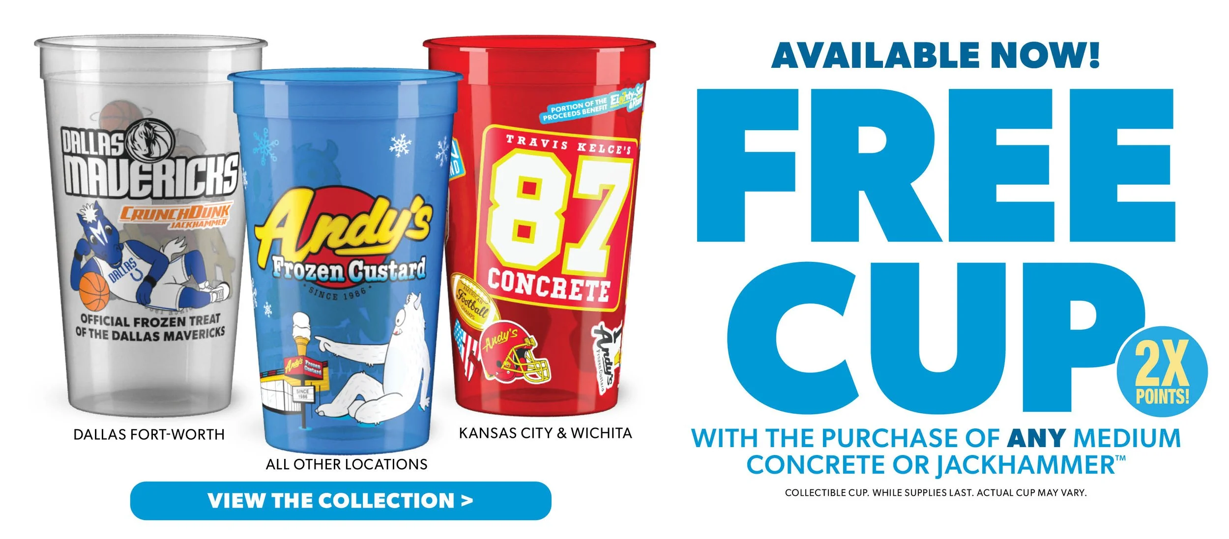 free cup with purchase of any medium concrete or jackhammer 2x points while supplies last cup may vary