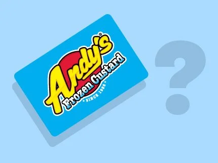 Andy's Frozen Custard gift card with question mark