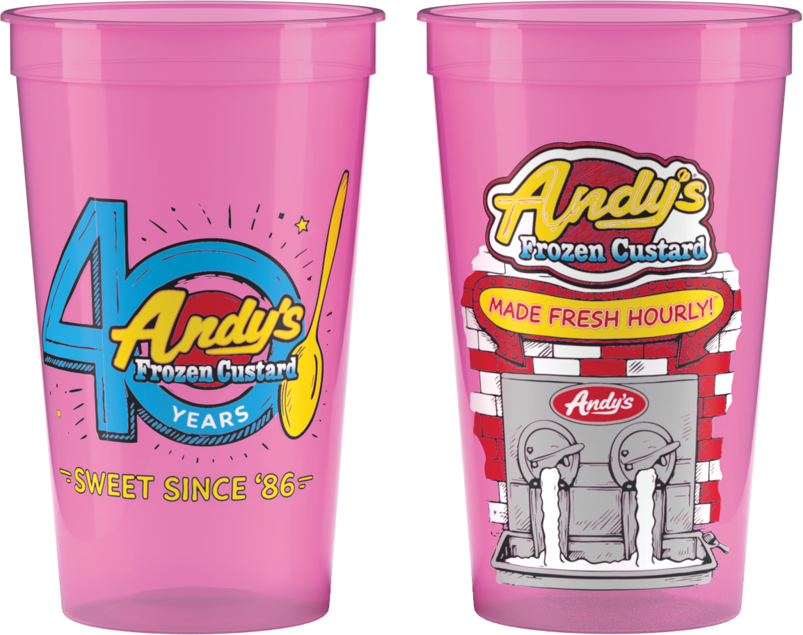 40 years Made Fresh Hourly pink cup