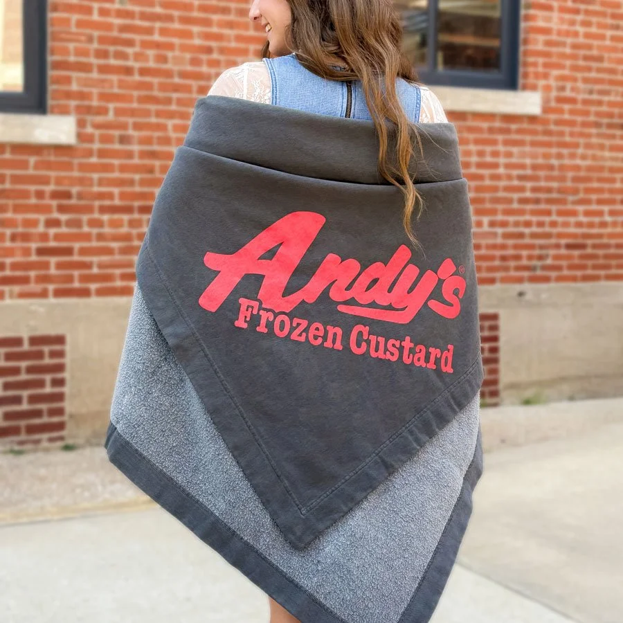 Lady Wrapped In Andys Frozen Custard Pepper Fleece Dorm Blanket
