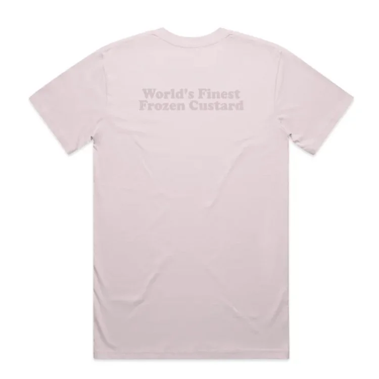 andys frozen custard script logo orchid tshirt back