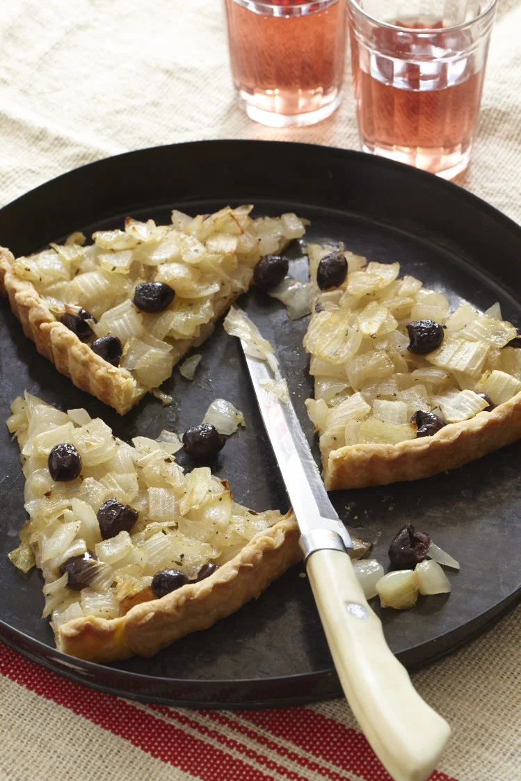 Provençal Black Olive and Onion Tart. Photo by Frances Janisch for The Fire Island Cookbook