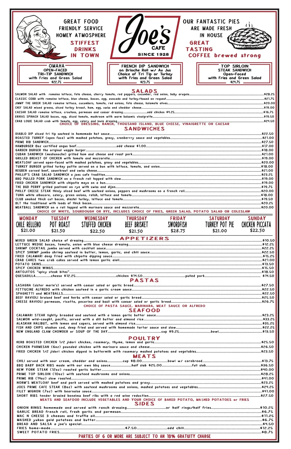 Joe's Cafe Menu Santa Barbara — Joe's Cafe Santa Barbara Traditional American Food Restaurant