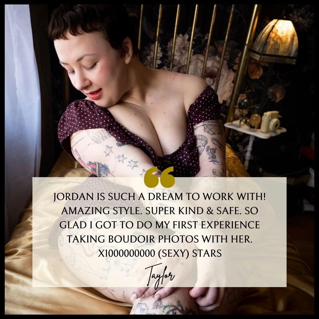 "So glad I got to do my first boudoir experience with Animal In A Dress!"