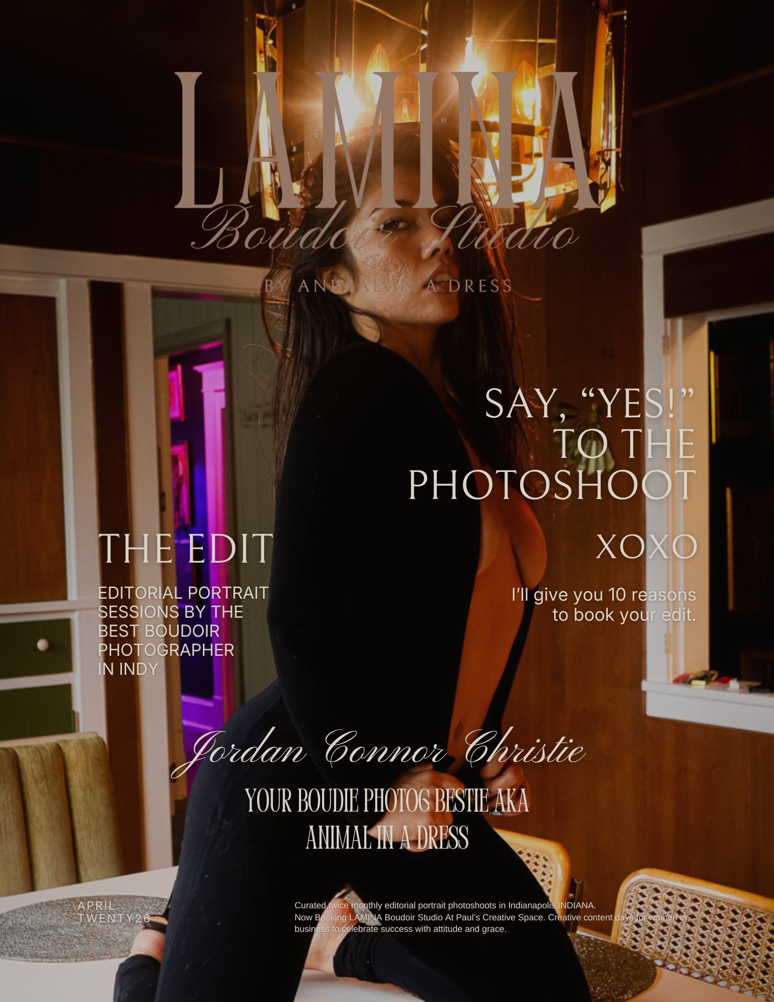 Now Booking Twice Monthly Editorial Portrait Dates - Saturday Availability - Animal In A Dress Photography Studio By Jordan Connor Christie