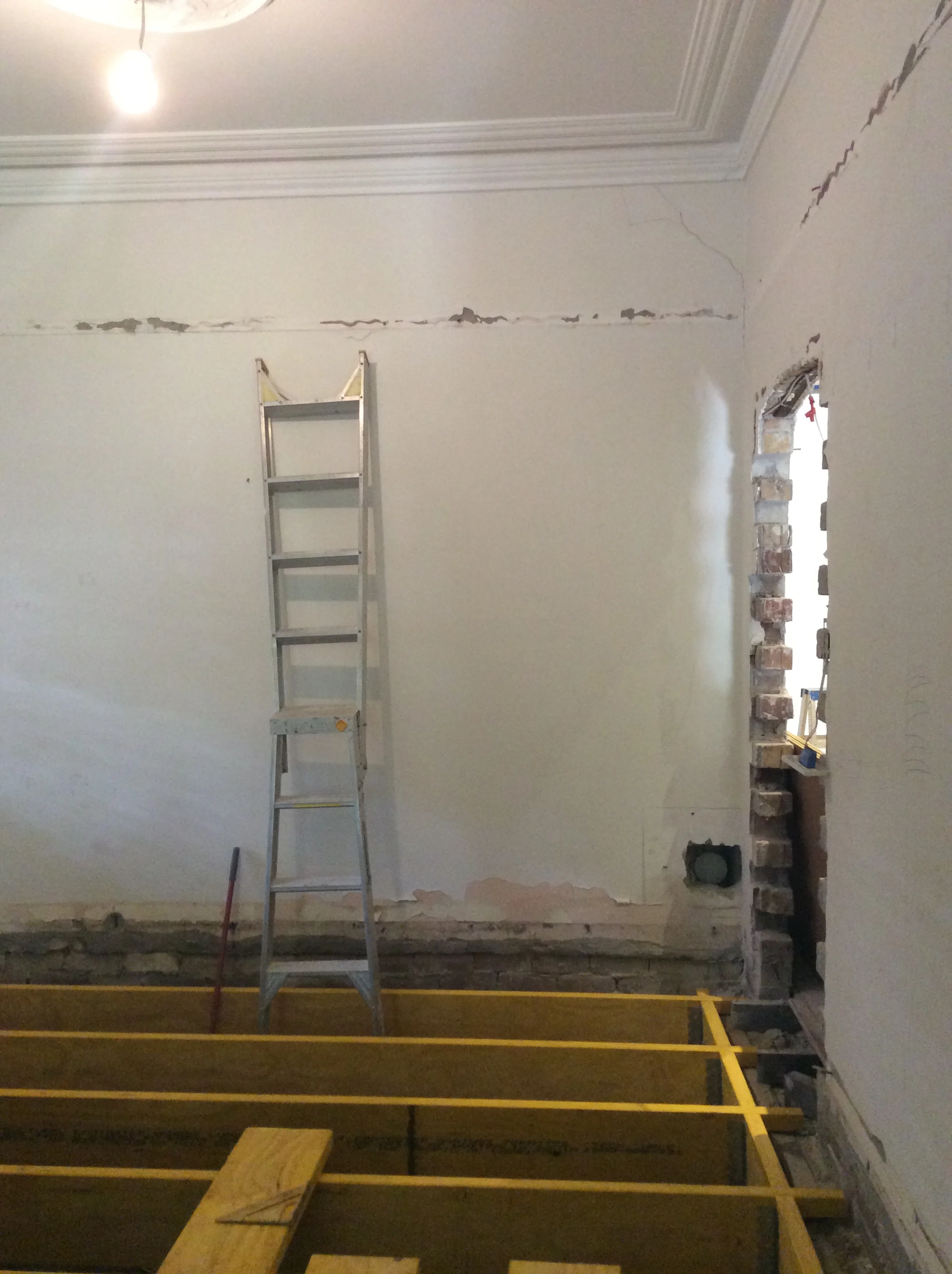 The wall between two bedrooms has been demolished.