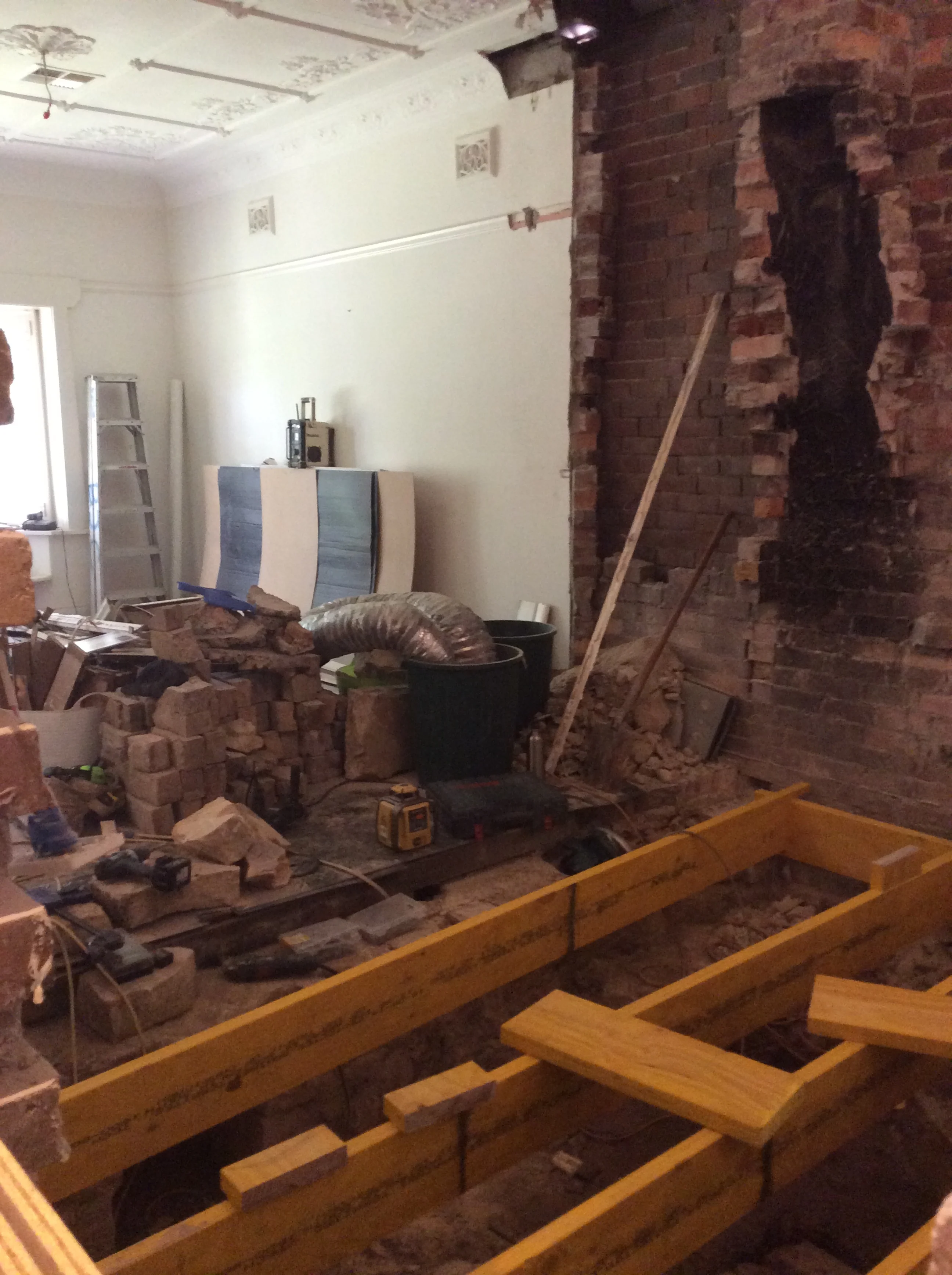 New floors are being laid in the bathroom. 