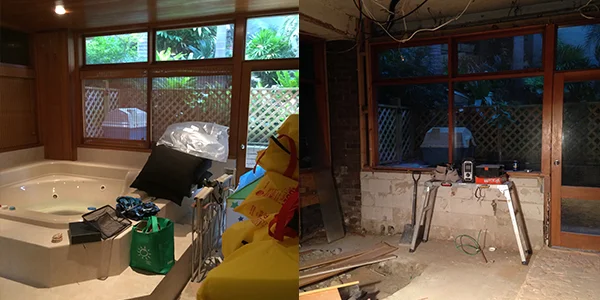Originally a spa and sauna, this area is being transformed into the 'grandchildren's wing'. 
