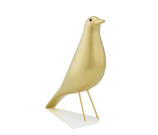 Carved from solid alder wood with a hand-gilded gold finish, the 'Limited Edtiion Gold Eames House Bird' has been crafted after an artefact of America folk art treasured by Charles and Ray Eames via Living Edge