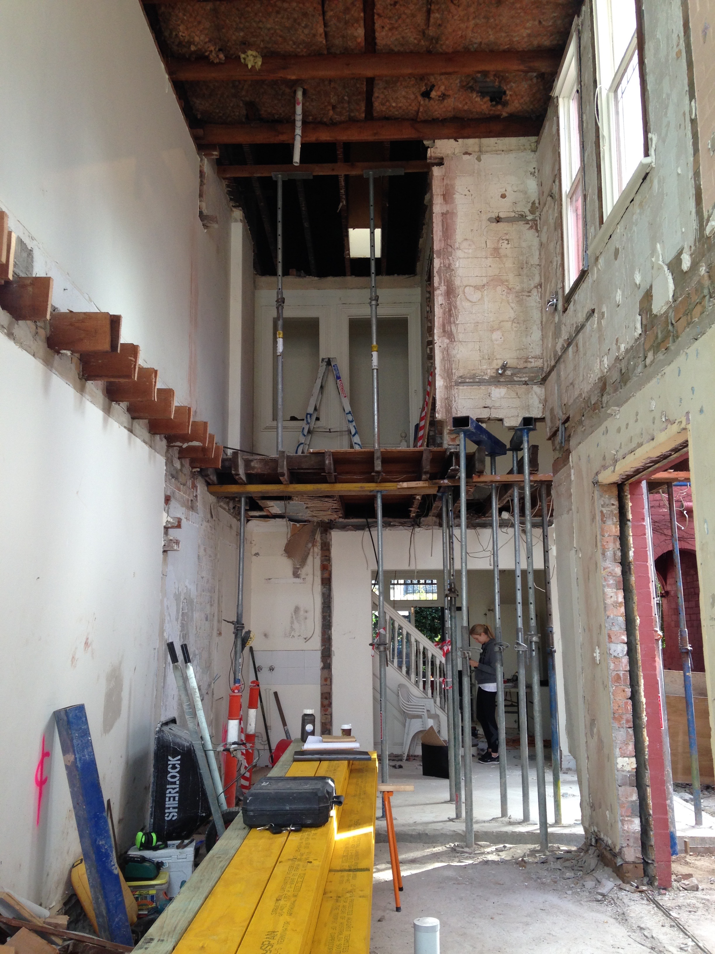 Slowly and carefully the shell of the house is revealed.