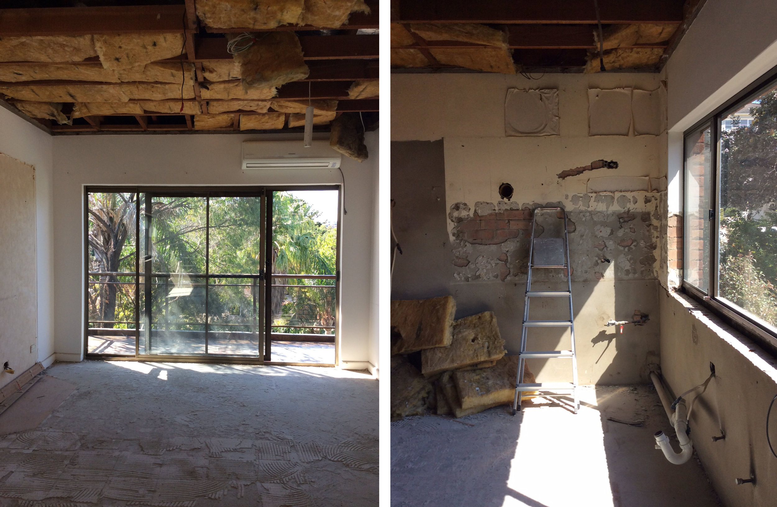 Goodbye old kitchen! The expansive area will soon feature a stunning island bench with stone waterfall edges.