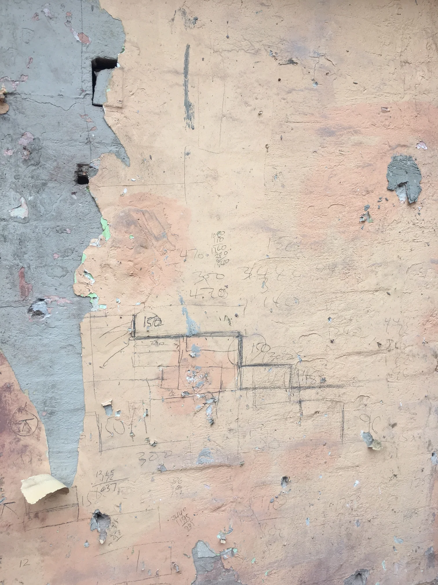 The builders uncovered some original construction sketches hidden behind a gyprock panel. 