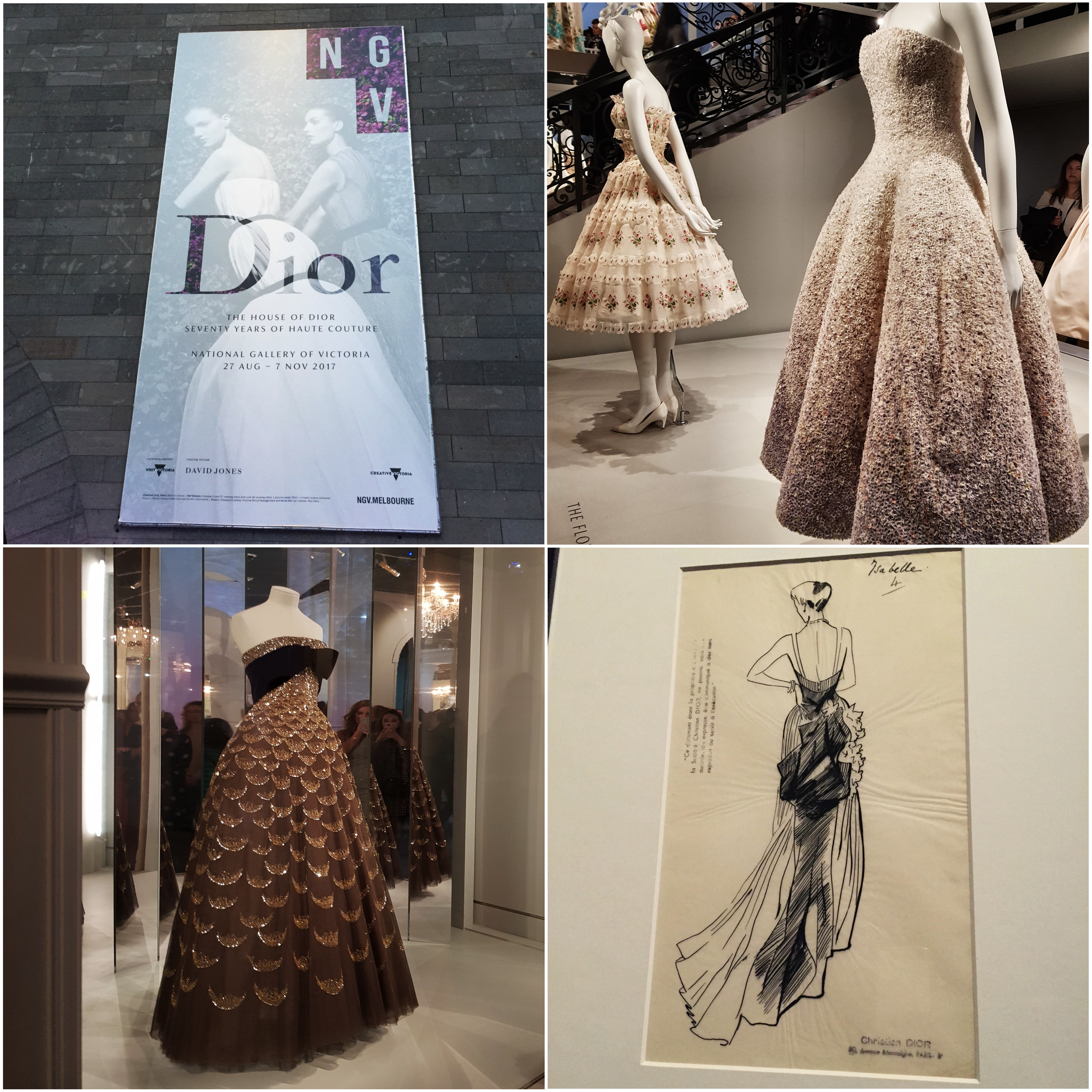 We finished our first frantic day with a sparkle in our eyes, enjoying the glittering Dior exhibition held at the National Gallery of Victoria.