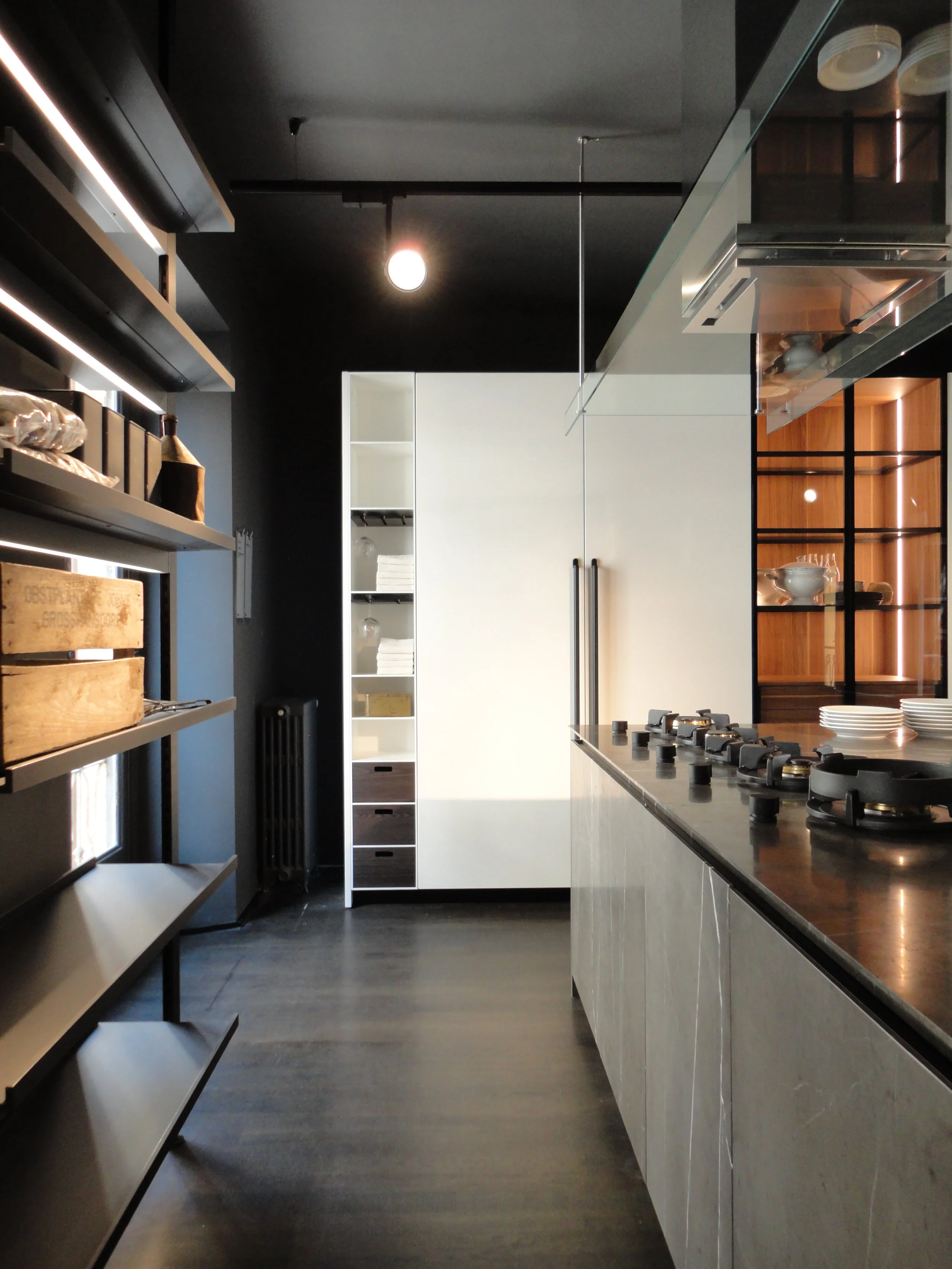 Balanced kitchen storage and display at Boffi