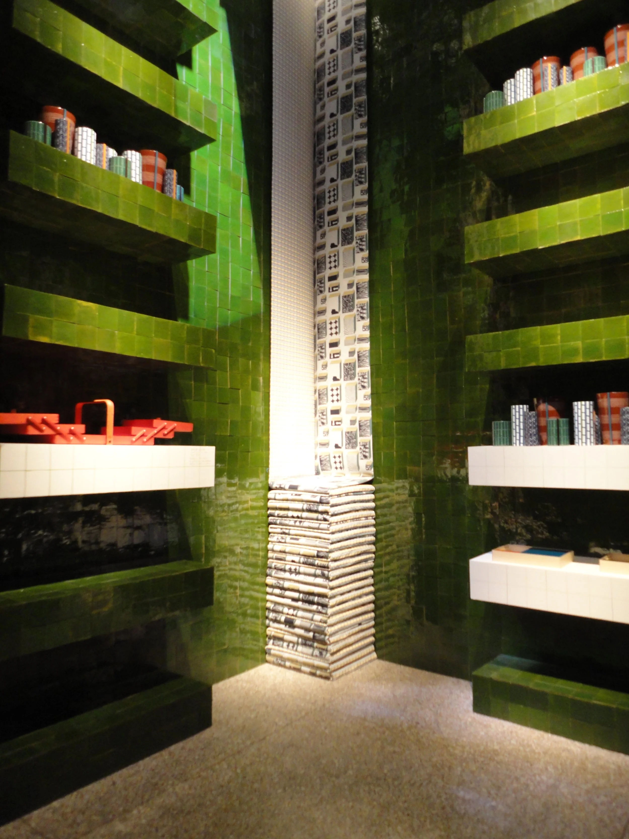 The new Hermes fabrics were innovatively displayed folded