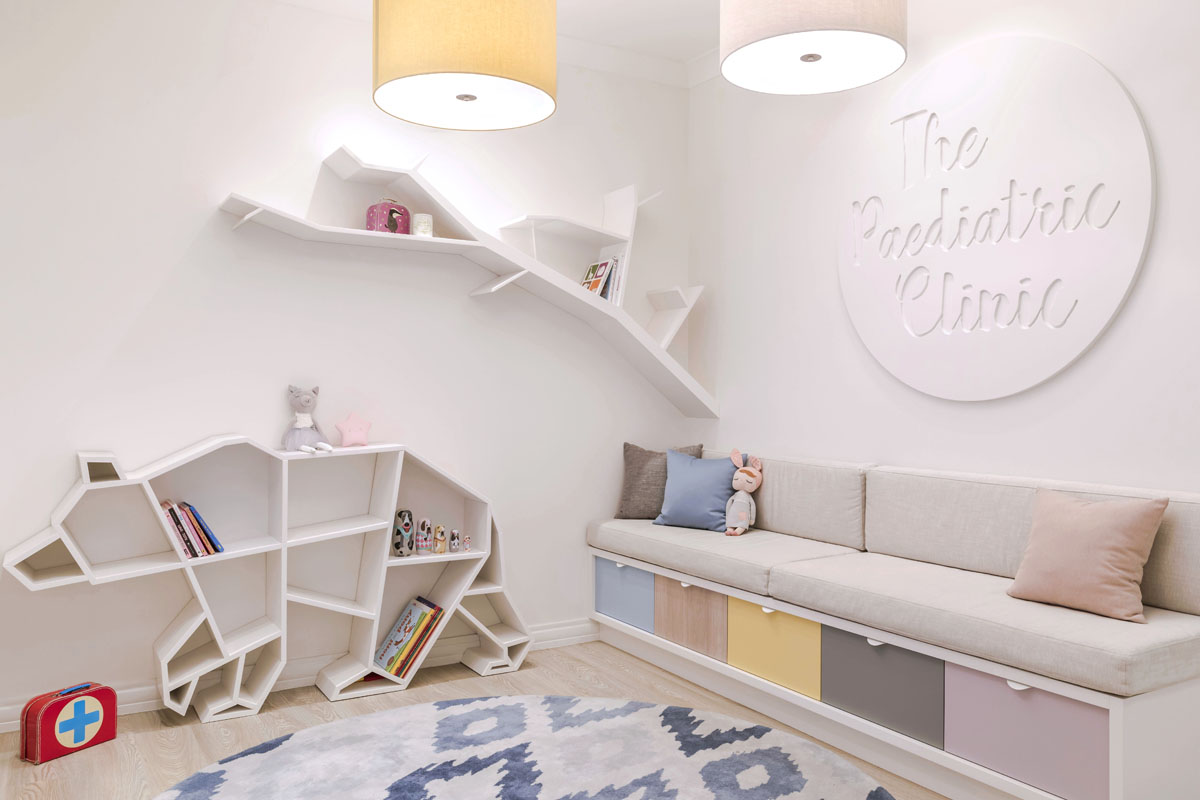 We created a custom ‘bear and branch’ library to house plenty of books and toys to keep the little ones occupied.