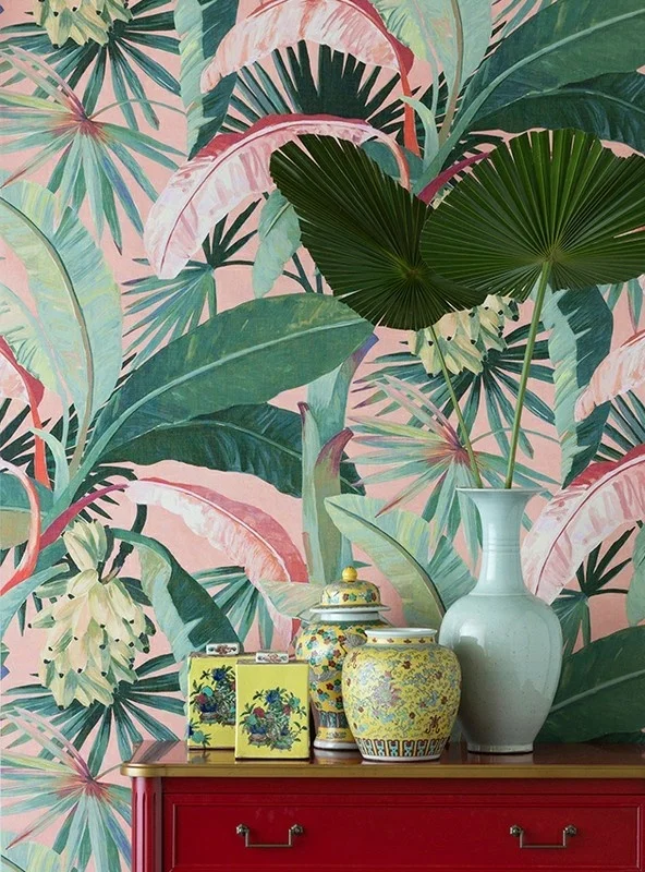 Not strictly a floral, but one for the more ambitious home decorators, this dramatic, tropical print will add playfulness to any room. We’re imagining it covering the walls of a secret powder room!