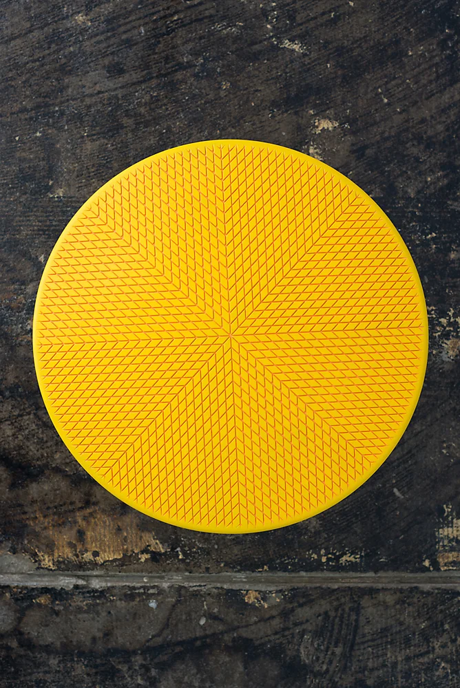   Untitled (Olana) , 2013: Detail view of stool with machine-milled relief face.  Photo credit: Logan Beck   