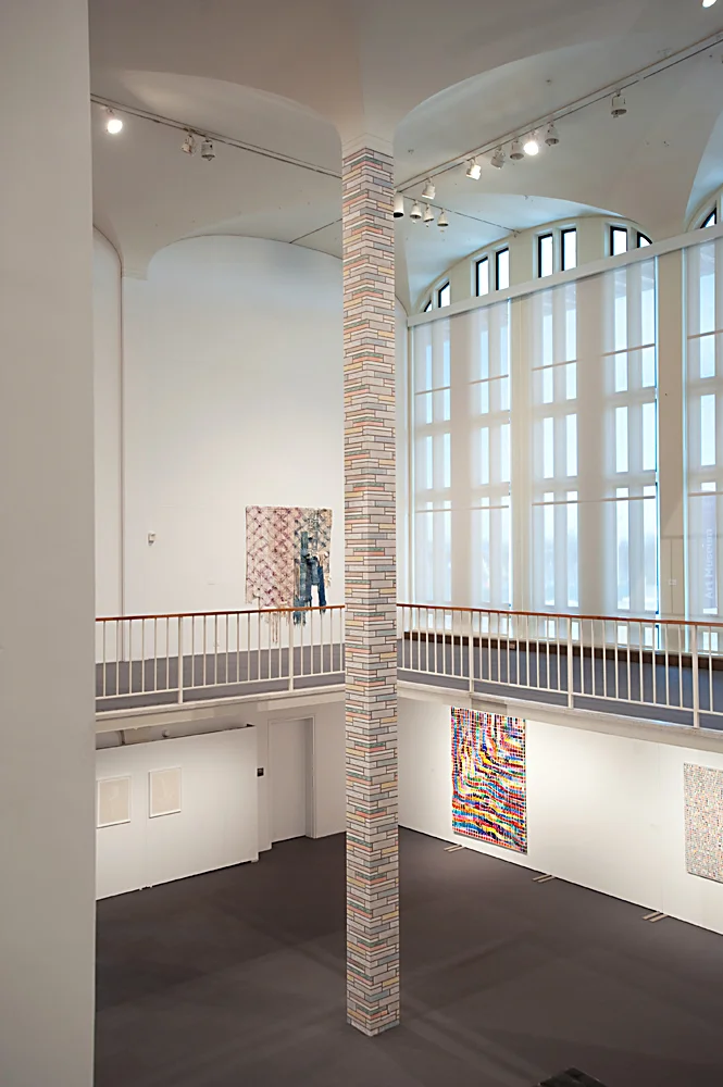   Ranchstone Repea t, 2012: Ink and graphite on existing column, 32 feet x 16” x 16.”  Site-specific painting made for the exhibition “Material Occupation,” curated by Corinna Ripps Schaming. University Art Museum, University at Albany/SUNY, NY. 