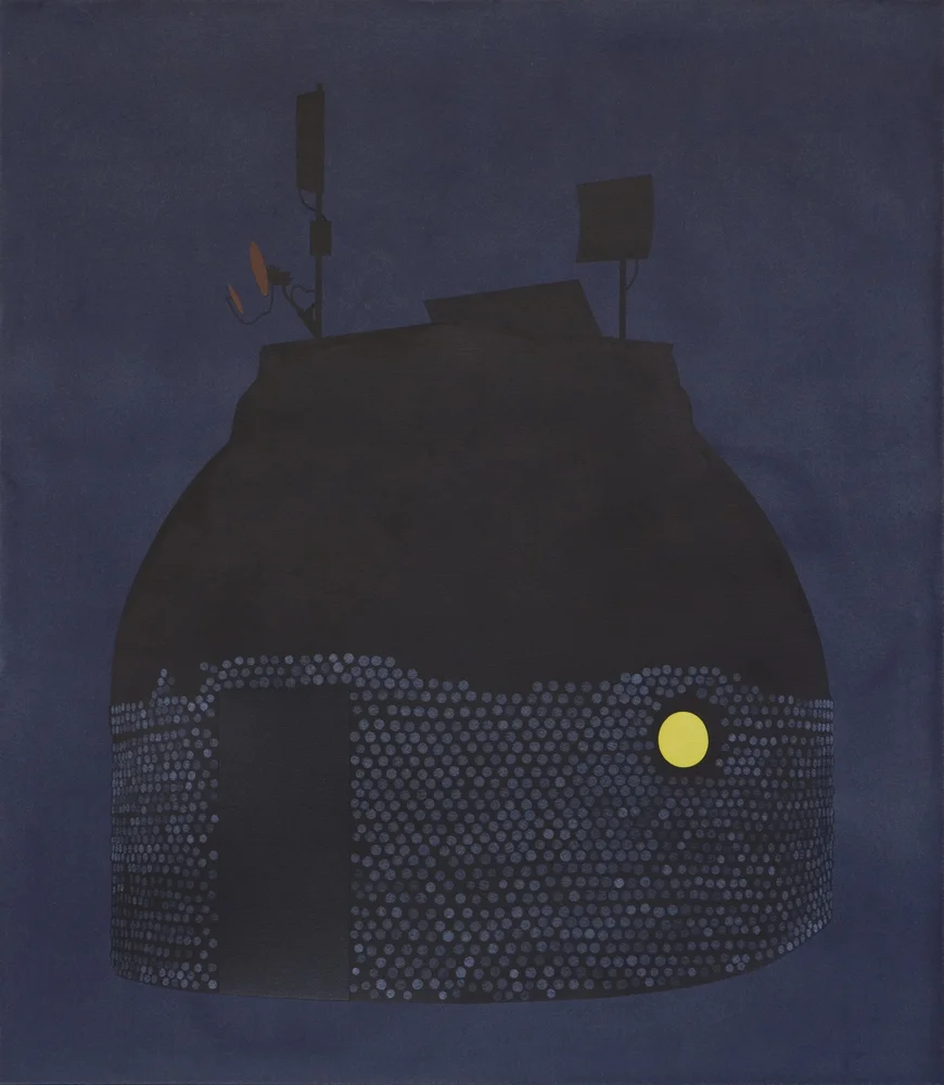   Demonstration Earthship , 2007: Watercolor, ink, gouache and collage on paper, 34 x 30".     